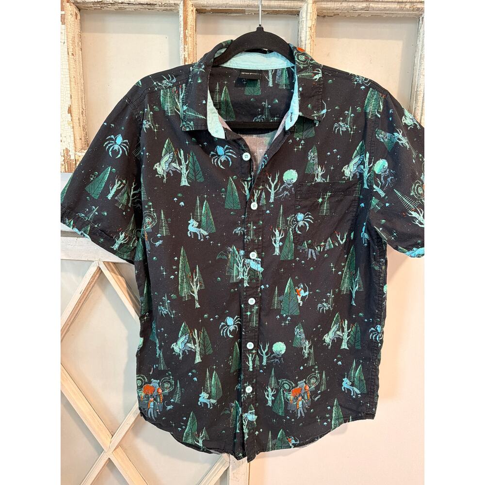 Harry Potter Forbidden Forest Patterned Button-Do… - image 1